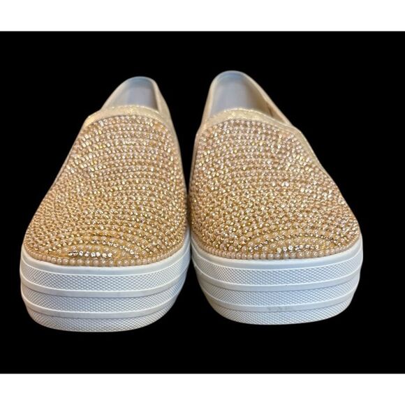 Skechers Double Up Shiny Dancer Slip On Sneakers  Gold 6.5 Memory Foam - Picture 5 of 15
